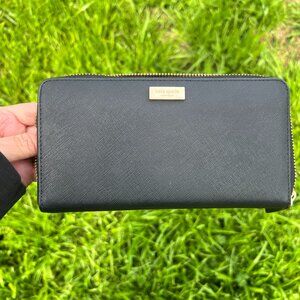 KATE SPADE NEW YORK Black Zip Around Continental Wallet